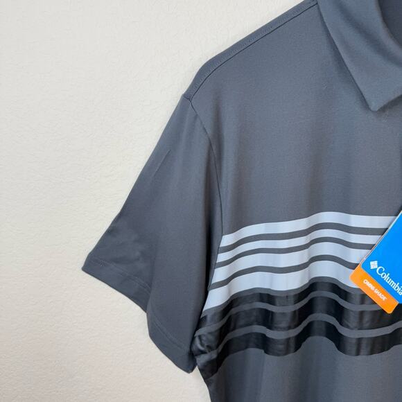 NWT Columbia Lakefront Trail Men’s Size L Dark Gray Golf Novelty Polo - Picture 7 of 12